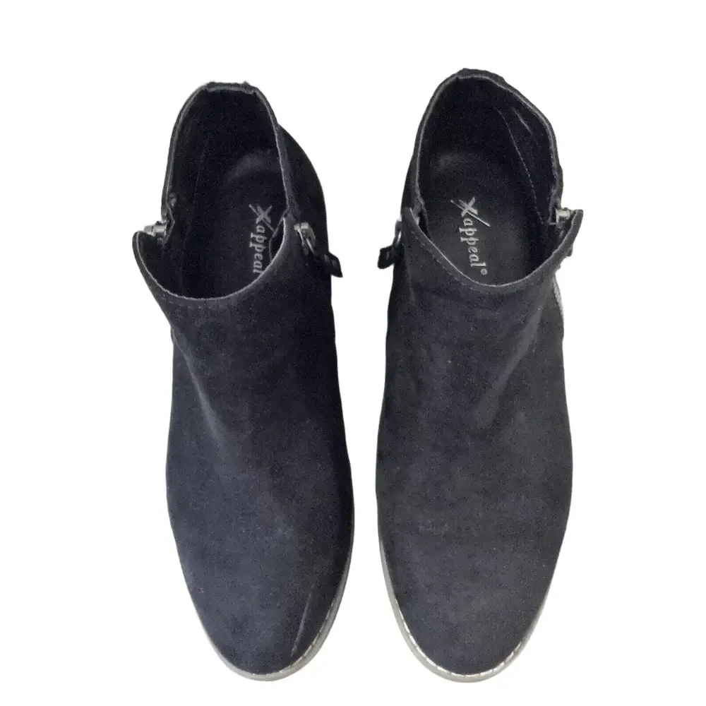 X-Appeal Nikole Black Suede Zip Ankle Boots Booties 1 InchHeel Women's 8.5M